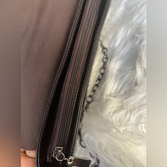 Leslie Fay Vintage brown detachable chain strap Leather shoulder bag - Picture 6 of 11